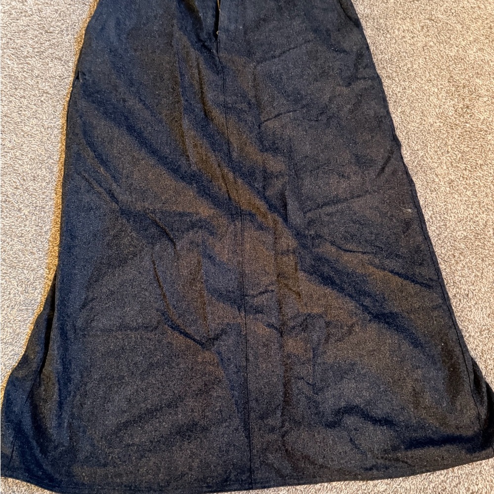 Eddie Bauer Ladies Dark Gray Wool Maxi Skirt Sz 10 Kick Pleat